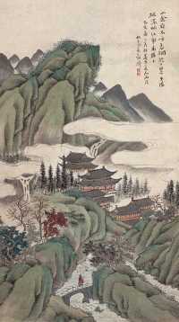吴穀祥 己亥（1899年）作 青山夕照图 轴